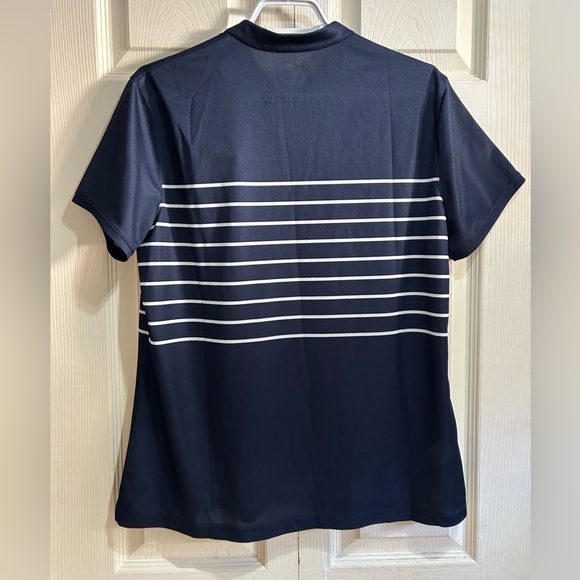 Nike Women’s Navy Blue Dri-fit Striped Polo in Size Large - Picture 3 of 3